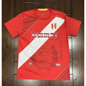 Peru National Team Soccer Jersey Red White Sash Pass Sport Men's Size 2XL